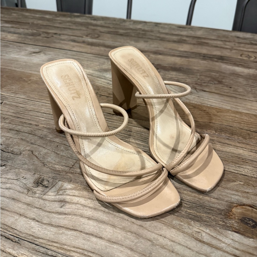 SCHUTZ Women's Beige Strappy Heels